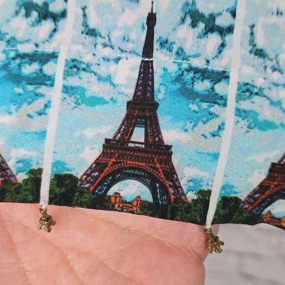 Pith Wanderlust Paris Eiffel Tower Blouse White Printed Top Unique Artistic Fun - Picture 5 of 12
